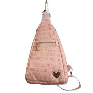 JUICY‎ COUTURE POWDER BLUSH MATERIAL GIRL SLING BACKPACK NWT BABY PINK BAG GIFT